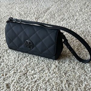 Tory Burch Black Quilted Shoulder Bag with Diamond Stitching